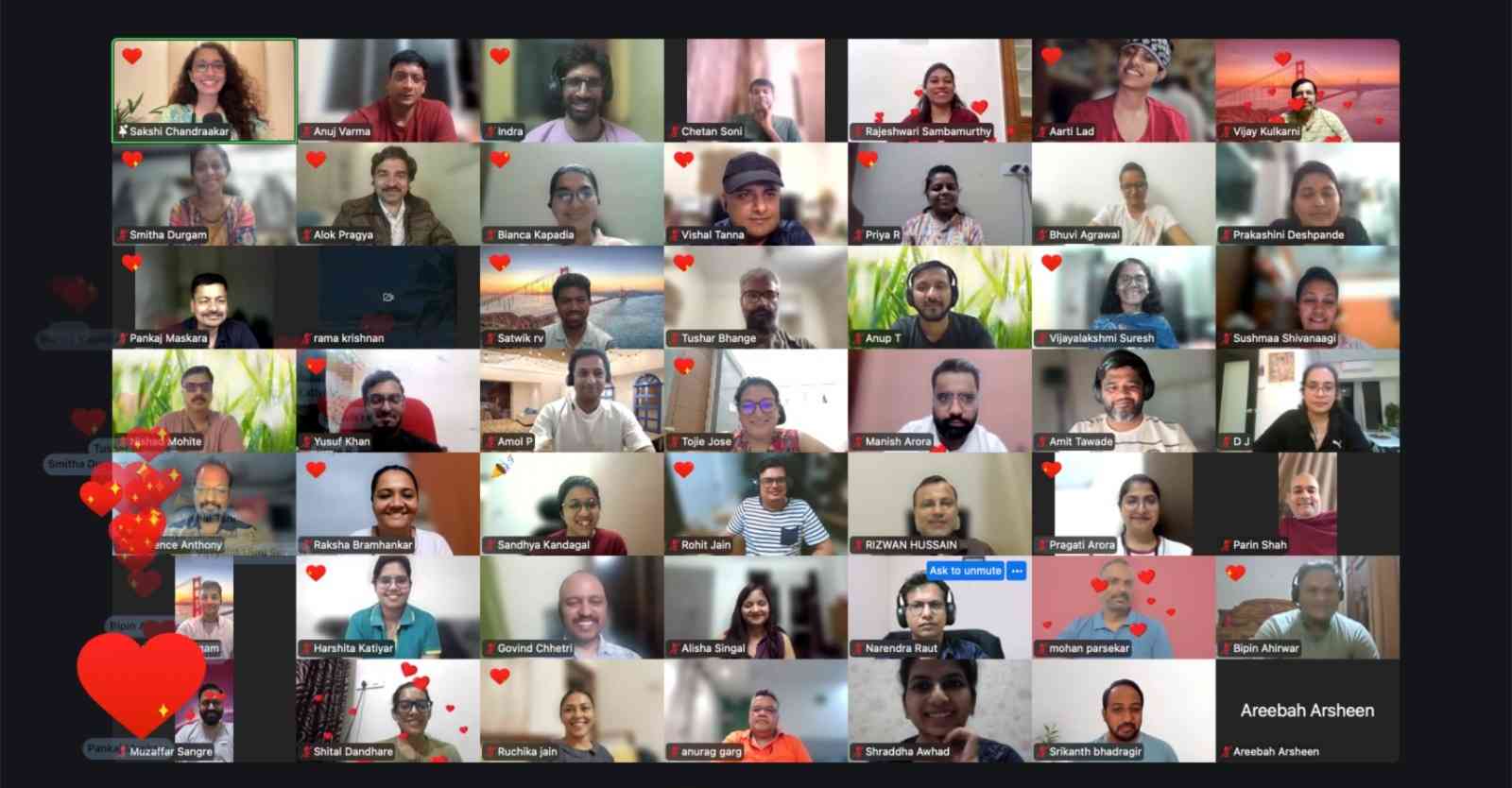 Live bootcamp session on Zoom with Sakshi Chandraakar and participants